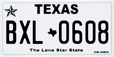TX license plate BXL0608