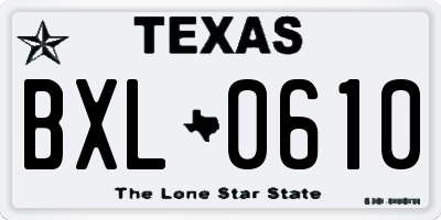 TX license plate BXL0610