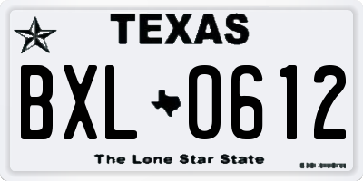 TX license plate BXL0612