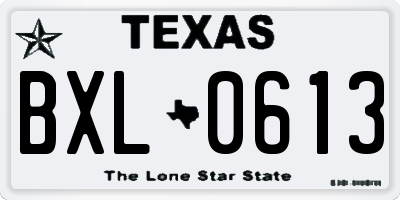 TX license plate BXL0613