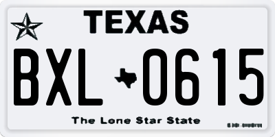TX license plate BXL0615