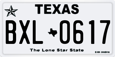 TX license plate BXL0617