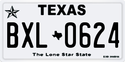 TX license plate BXL0624