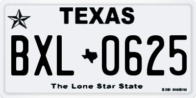 TX license plate BXL0625
