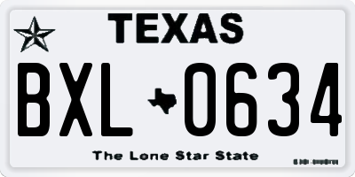 TX license plate BXL0634