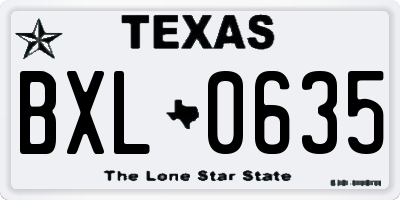 TX license plate BXL0635