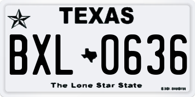 TX license plate BXL0636