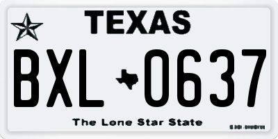 TX license plate BXL0637