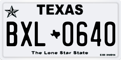 TX license plate BXL0640