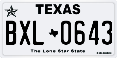 TX license plate BXL0643
