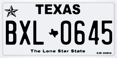 TX license plate BXL0645