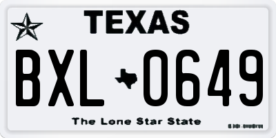 TX license plate BXL0649