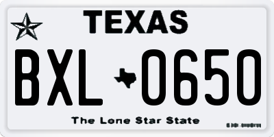 TX license plate BXL0650