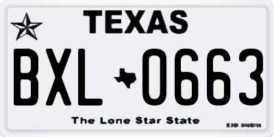 TX license plate BXL0663