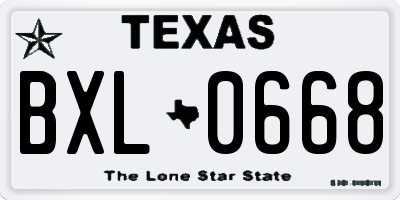 TX license plate BXL0668