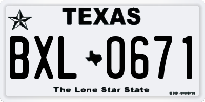 TX license plate BXL0671