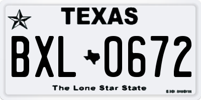 TX license plate BXL0672