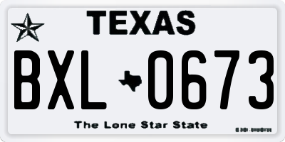 TX license plate BXL0673