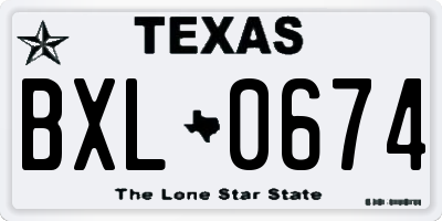 TX license plate BXL0674