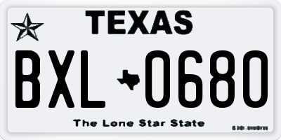 TX license plate BXL0680