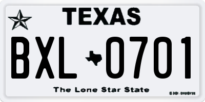 TX license plate BXL0701