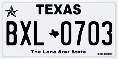 TX license plate BXL0703