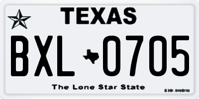 TX license plate BXL0705