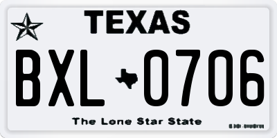 TX license plate BXL0706