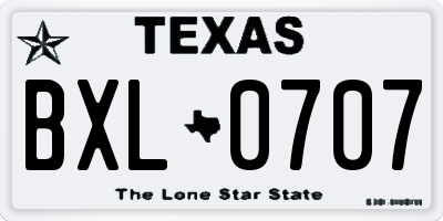 TX license plate BXL0707