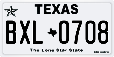 TX license plate BXL0708