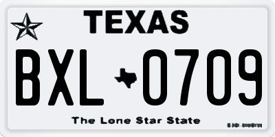 TX license plate BXL0709