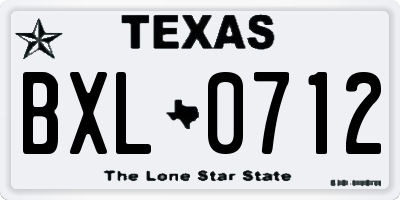 TX license plate BXL0712