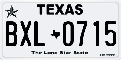 TX license plate BXL0715