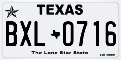 TX license plate BXL0716