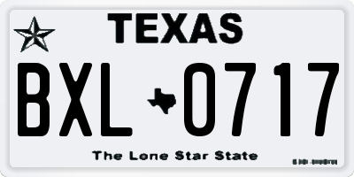 TX license plate BXL0717
