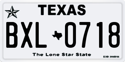 TX license plate BXL0718