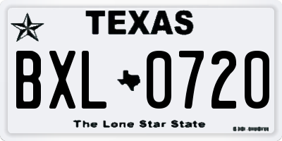 TX license plate BXL0720