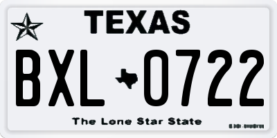 TX license plate BXL0722