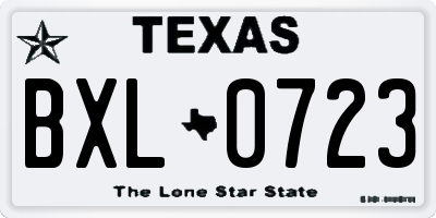 TX license plate BXL0723