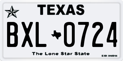 TX license plate BXL0724