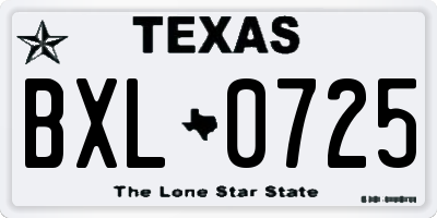 TX license plate BXL0725