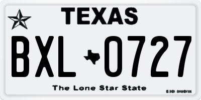 TX license plate BXL0727