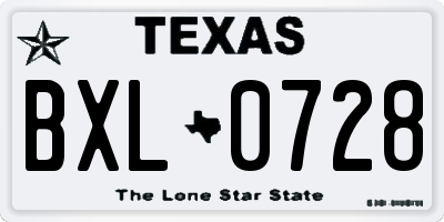 TX license plate BXL0728