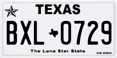 TX license plate BXL0729