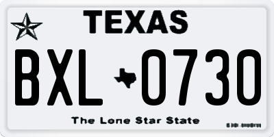 TX license plate BXL0730