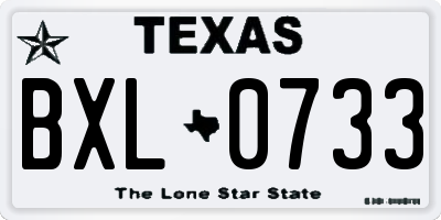 TX license plate BXL0733