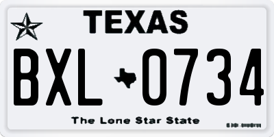 TX license plate BXL0734
