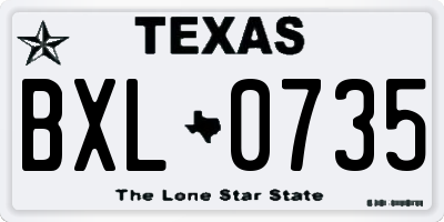 TX license plate BXL0735