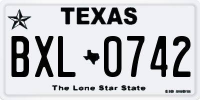 TX license plate BXL0742