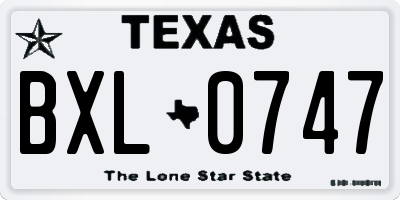 TX license plate BXL0747